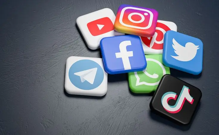 Icons for social media apps, such as Facebook, Instagram, WhatsApp, YouTube, and TikTok, signify a leading freelance digital marketing specialist in Kannur, Kerala, who oversees social media networks.